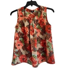 Talbots Women's Brown Red Multi-color Floral CareerTank Top Petite Size 10